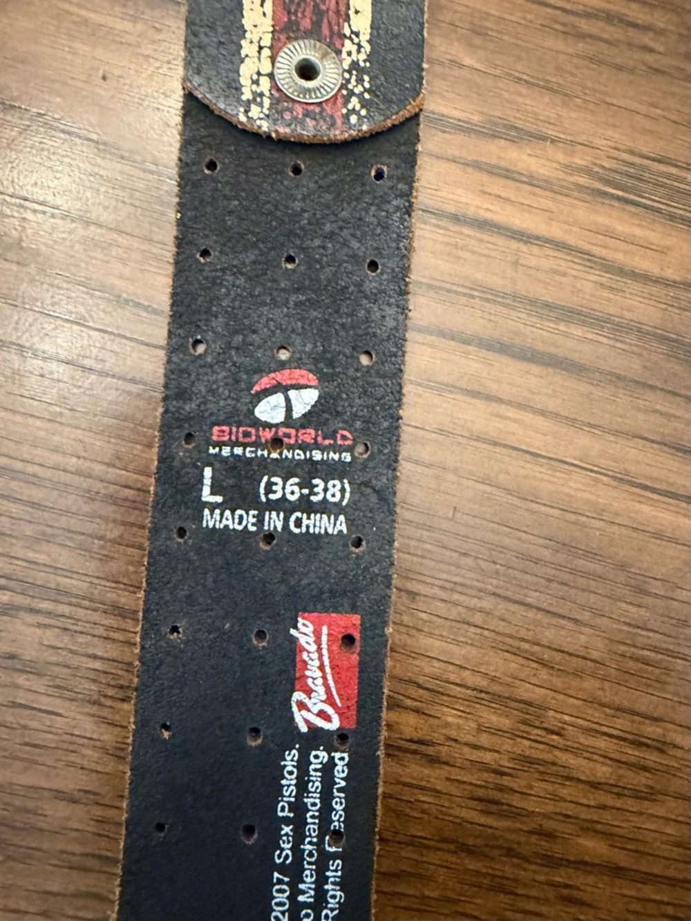 Sex Pistols Bravado distressed men’s  Leather Belt with Distressed Union Jack. L - Picture 7 of 10